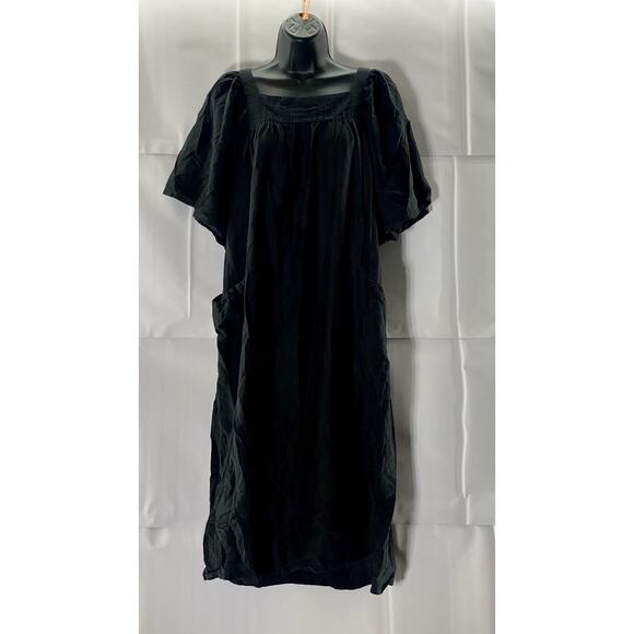 M. PATMOS Women's Black Louise Square-Neck Volume Sleeve Midi Dress SZ XS - Picture 2 of 9
